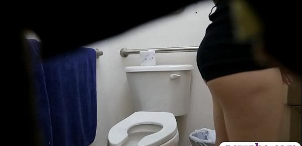  Tempting girl banged in pawnshops toilet